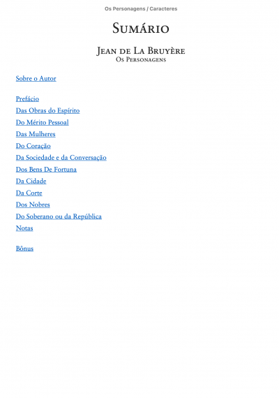 Os Personagens / Caracteres