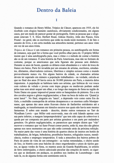 Dentro da Baleia e Outros Ensaios