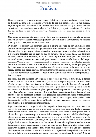 Os Personagens / Caracteres